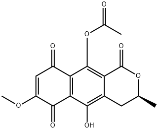 8-Acetyloxy-4,9-dioxo-5-hydroxy-2-methyl-2,3,4,9-tetrahydronaphtho[2,3-b]furan-7-carboxylic acid methyl ester Struktur