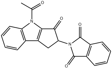 4-Acetyl-2-(1,3-dihydro-1,3-dioxo-2H-isoindol-2-yl)-1,4-dihydrocyclopent[b]indol-3(2H)-one Struktur