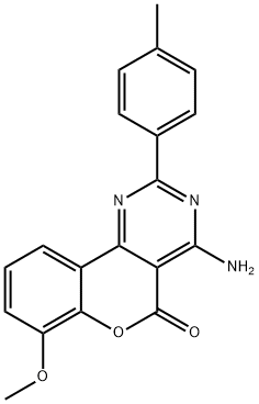 4-Amino-7-methoxy-2-(p-tolyl)-5H-[1]benzopyrano[4,3-d]pyrimidin-5-one Struktur