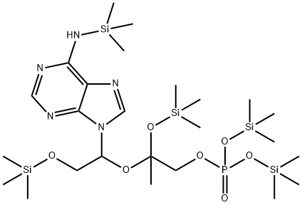 Phosphoric acid, 2-(trimethylsiloxy)-2-[2-(trimethylsiloxy)-1-[6-[(tri methylsilyl)amino]-9H-purin-9-yl]ethoxy]propyl bis(trimethylsilyl) est er Struktur