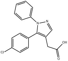 5-(4-Chlorophenyl)-1-phenyl-1H-pyrazole-4-acetic acid Struktur