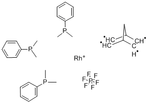 [TRIS(DIMETHYLPHENYLPHOSPHINE)](2,5-NORBORNADIENE)RHODIUM(I) HEXAFLUOROPHOSPHATE Struktur