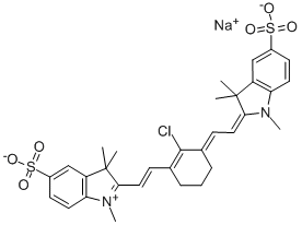 3H-INDOLIUM, 2-[2-[2-CHLORO-3-[(1,3-DIHYDRO-1,3,3-TRIMETHYL-5-SULFO-2H-INDOL-2-YLIDENE)ETHYLIDENE]-1-CYCLOHEXEN-1-YL]ETHENYL]-1,3,3-TRIMETHYL-5-SULFO-, INNER SALT, SODIUM SALT Struktur