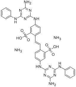 diammonium 4,4'-bis[(4-amino-6-anilino-1,3,5-triazin-2-yl)amino]stilbene-2,2'-disulphonate  Struktur