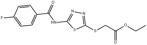 ethyl 2-({5-[(4-fluorobenzoyl)amino]-1,3,4-thiadiazol-2-yl}sulfanyl)acetate Struktur