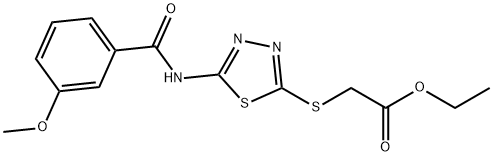 ethyl 2-({5-[(3-methoxybenzoyl)amino]-1,3,4-thiadiazol-2-yl}sulfanyl)acetate Struktur