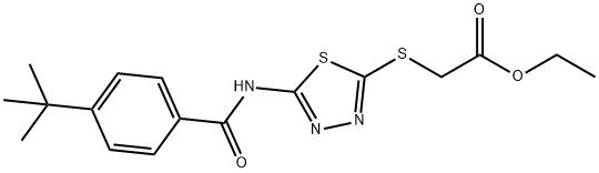 ethyl 2-[(5-{[4-(tert-butyl)benzoyl]amino}-1,3,4-thiadiazol-2-yl)sulfanyl]acetate Struktur