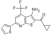 [3-amino-6-(2-thienyl)-4-(trifluoromethyl)thieno[2,3-b]pyridin-2-yl](cyclopropyl)methanone Struktur