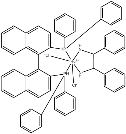 DICHLORO[(R)-(+)-2,2'-BIS(DIPHENYLPHOSPHINO)-1,1'-BINAPHTHYL][(1R,2R)-(+)-1,2-DIPHENYLETHYLENEDIAMINE]RUTHENIUM (II) Struktur