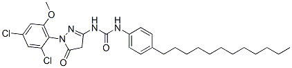 1-[1-(2,4-dichloro-6-methoxyphenyl)-4,5-dihydro-5-oxo-1H-pyrazol-3-yl]-3-(4-dodecylphenyl)urea Struktur