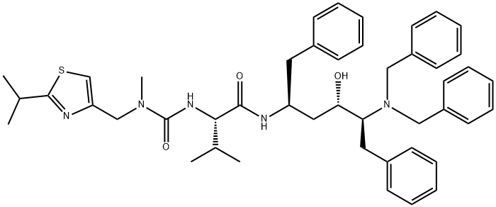 ButanaMide, N-[(1S,3S,4S)-4-[bis(phenylMethyl)aMino]-3-hydroxy-5-phenyl-1-(phenylMethyl)pentyl]-3-Methyl-2-[[[Methyl[[2-(1-Methylethyl)-4-thiazolyl]Methyl]aMino]carbonyl]aMino]-, (2S)- Struktur