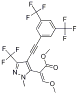 (Z)-methyl 2-(4-(2-(3,5-bis(trifluoromethyl)phenyl)ethynyl)-1-methyl-3-(trifluoromethyl)-1H-pyrazol-5-yl)-3-methoxyacrylate Struktur