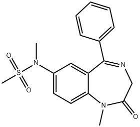 1,3-Dihydro-1-methyl-7-(N-methylmethylsulfonylamino)-5-phenyl-2H-1,4-benzodiazepin-2-one Struktur