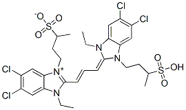 2-[3-[5,6-Dichloro-1-ethyl-3-(3-sulfobutyl)-1H-benzimidazole-2(3H)-ylidene]-1-propenyl]-5,6-dichloro-1-ethyl-3-(3-sulfonatobutyl)-1H-benzimidazole-3-ium Struktur