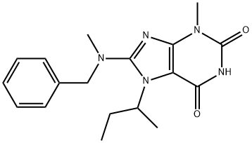 8-[benzyl(methyl)amino]-7-sec-butyl-3-methyl-3,7-dihydro-1H-purine-2,6-dione Struktur