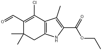 4-CHLORO-5-FORMYL-3,6,6-TRIMETHYL-6,7-DIHYDRO-1H-INDOLE-2-CARBOXYLIC ACID ETHYL ESTER Struktur