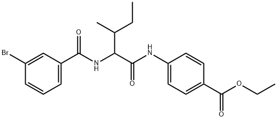 Benzoic acid, 4-[[2-[(3-bromobenzoyl)amino]-3-methyl-1-oxopentyl]amino]-, ethyl ester (9CI) Struktur