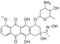 10-(4-amino-5-hydroxy-6-methyl-oxan-2-yl)oxy-6,8,11-trihydroxy-8-(N-hy droxy-C-methyl-carbonimidoyl)-1-methoxy-9,10-dihydro-7H-tetracene-5,12 -dione Struktur