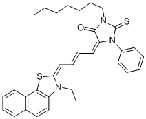 5-[4-(3-ethylnaphtho[2,1-d]thiazol-2(3H)-ylidene)-2-butenylidene]-3-heptyl-1-phenyl-2-thioxoimidazolidin-2-one Struktur