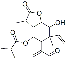 2-Methylpropanoic acid 6-vinyl-5-(1-formylvinyl)octahydro-7-hydroxy-3,6-dimethyl-2-oxobenzofuran-4-yl ester Struktur