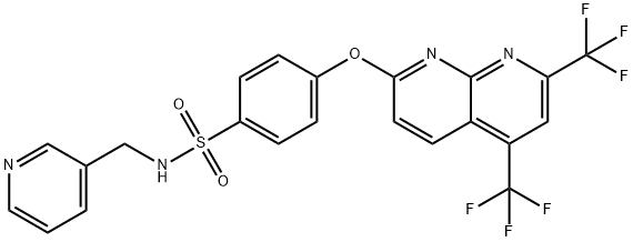 Benzenesulfonamide, 4-[[5,7-bis(trifluoromethyl)-1,8-naphthyridin-2-yl]oxy]-N-(3-pyridinylmethyl)- (9CI) Struktur