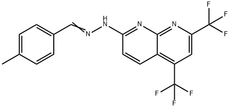 Benzaldehyde, 4-methyl-, [5,7-bis(trifluoromethyl)-1,8-naphthyridin-2-yl]hydrazone (9CI) Struktur