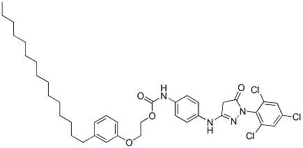 2-(3-pentadecylphenoxy)ethyl [4-[[4,5-dihydro-5-oxo-1-(2,4,6-trichlorophenyl)-1H-pyrazol-3-yl]amino]phenyl]carbamate Struktur