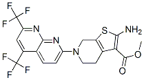 Thieno[2,3-c]pyridine-3-carboxylic acid, 2-amino-6-[5,7-bis(trifluoromethyl)-1,8-naphthyridin-2-yl]-4,5,6,7-tetrahydro-, methyl ester (9CI) Struktur