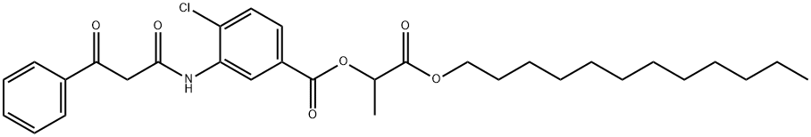 4-Chloro-3-(3-oxo-3-phenyl-propionylamino)-benzoic acid, 1-dodecyloxycarbonyl-ethyl ester Struktur