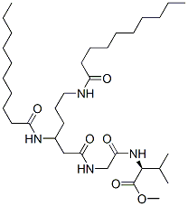 Valine, N-[N-[L-3,6-bis(decanamido)hexanoyl]glycyl]-, methyl ester Struktur