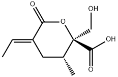 (2S,5E)-5-Ethylidenetetrahydro-2-(hydroxymethyl)-3α-methyl-6-oxo-2H-pyran-2β-carboxylic acid Struktur