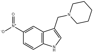 5-Nitro-3-(1-piperidinylmethyl)-1H-indole, 3414-69-5, 結構式