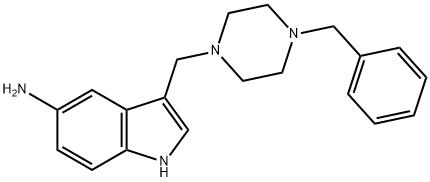 5-Amino-3-[[4-(phenylmethyl)-1-piperazinyl]methyl]-1H-indole Struktur