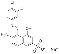 sodium 6-amino-5-[(3,4-dichlorophenyl)azo]-4-hydroxynaphthalene-2-sulphonate Struktur