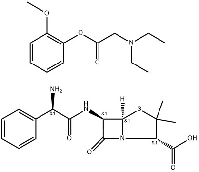 diethyl[2-(2-methoxyphenoxy)-2-oxoethyl]ammonium [2S-[2alpha,5alpha,6beta(S*)]]-6-[(aminophenylacetyl)amino]-3,3-dimethyl-7-oxo-4-thia-1-azabicyclo[3.2.0]heptane-2-carboxylate Struktur