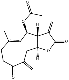 (3aR,4R,5E,11aS)-4-Acetoxy-3a,7,8,10,11,11a-hexahydro-6-methyl-3,10-bis(methylene)cyclodeca[b]furan-2,9(3H,4H)-dione Struktur