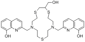 2,2'-[[2-(HYDROXYMETHYL)-1,4,10-TRITHIA-7,13-DIAZACYCLOPENTADECANE-7,13-DIYL]BIS(METHYLENE)]BIS-8-QUINOLINOL Struktur