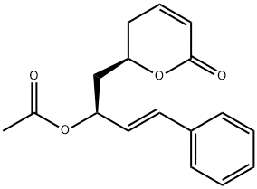 (5R,7S,8E)-5-Hydroxy-7-acetoxy-9-phenyl-2,8-nonadienoic acid lactone Struktur