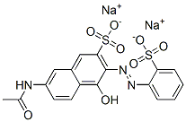 7-Acetylamino-4-hydroxy-3-(2-sulfophenylazo)naphthalene-2-sulfonic acid disodium salt Struktur