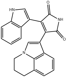 3-(5,6-dihydro-4H-pyrrolo[3,2,1-ij]quinolin-1-yl)-4-(1H-indol-3-yl)pyrrole-2,5-dione Struktur