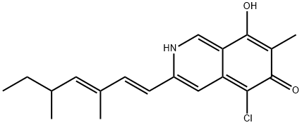 5-Chloro-3-[(1E,3E)-3,5-dimethyl-1,3-heptadienyl]-8-hydroxy-7-methylisoquinolin-6(2H)-one Struktur