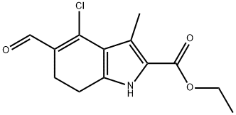 4-CHLORO-5-FORMYL-3-METHYL-6,7-DIHYDRO-1H-INDOLE-2-CARBOXYLIC ACID ETHYL ESTER Struktur