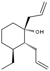 Cyclohexanol, 3-ethyl-1,2-di-2-propenyl-, (1R,2R,3S)- (9CI) Struktur