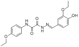 2-[2-(3-ethoxy-4-hydroxybenzylidene)hydrazino]-N-(4-ethoxyphenyl)-2-oxoacetamide Struktur