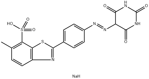 sodium [4-[(hexahydro-2,4,6-trioxopyrimidin-5-yl)azo]phenyl]-6-methylbenzothiazole-7-sulphonate Struktur