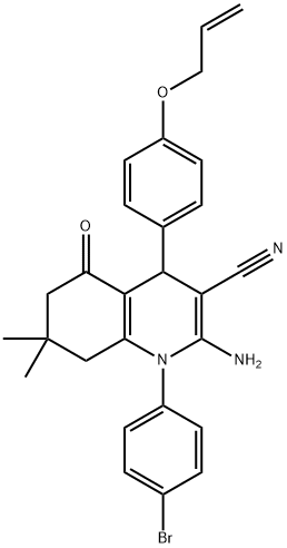 4-[4-(allyloxy)phenyl]-2-amino-1-(4-bromophenyl)-7,7-dimethyl-5-oxo-1,4,5,6,7,8-hexahydro-3-quinolinecarbonitrile Struktur