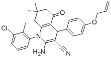 4-[4-(allyloxy)phenyl]-2-amino-1-(3-chloro-2-methylphenyl)-7,7-dimethyl-5-oxo-1,4,5,6,7,8-hexahydro-3-quinolinecarbonitrile Struktur