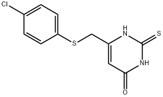 6-{[(4-chlorophenyl)thio]methyl}-2-mercaptopyrimidin-4(3H)-one Struktur