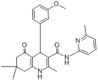 4-(3-methoxyphenyl)-2,7,7-trimethyl-N-(6-methyl-2-pyridinyl)-5-oxo-1,4,5,6,7,8-hexahydro-3-quinolinecarboxamide Struktur