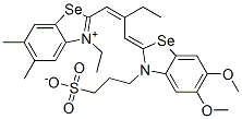 2-[2-[[5,6-dimethoxy-3-(3-sulphonatopropyl)-(3H)-benzoselenazol-2-ylidene]methyl]but-1-enyl]-3-ethyl-5,6-dimethylbenzoselenazolium Struktur